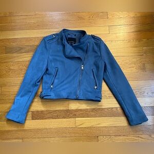 Banana Republic Slate Blue Faux Suede Moto Jacket Size S